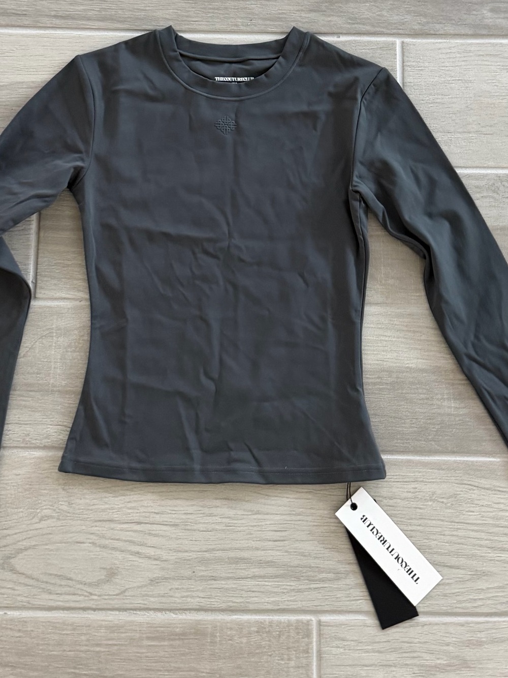 THECOUTURECLUB,The Upside Charcoal Crewneck Long Sleeve Top